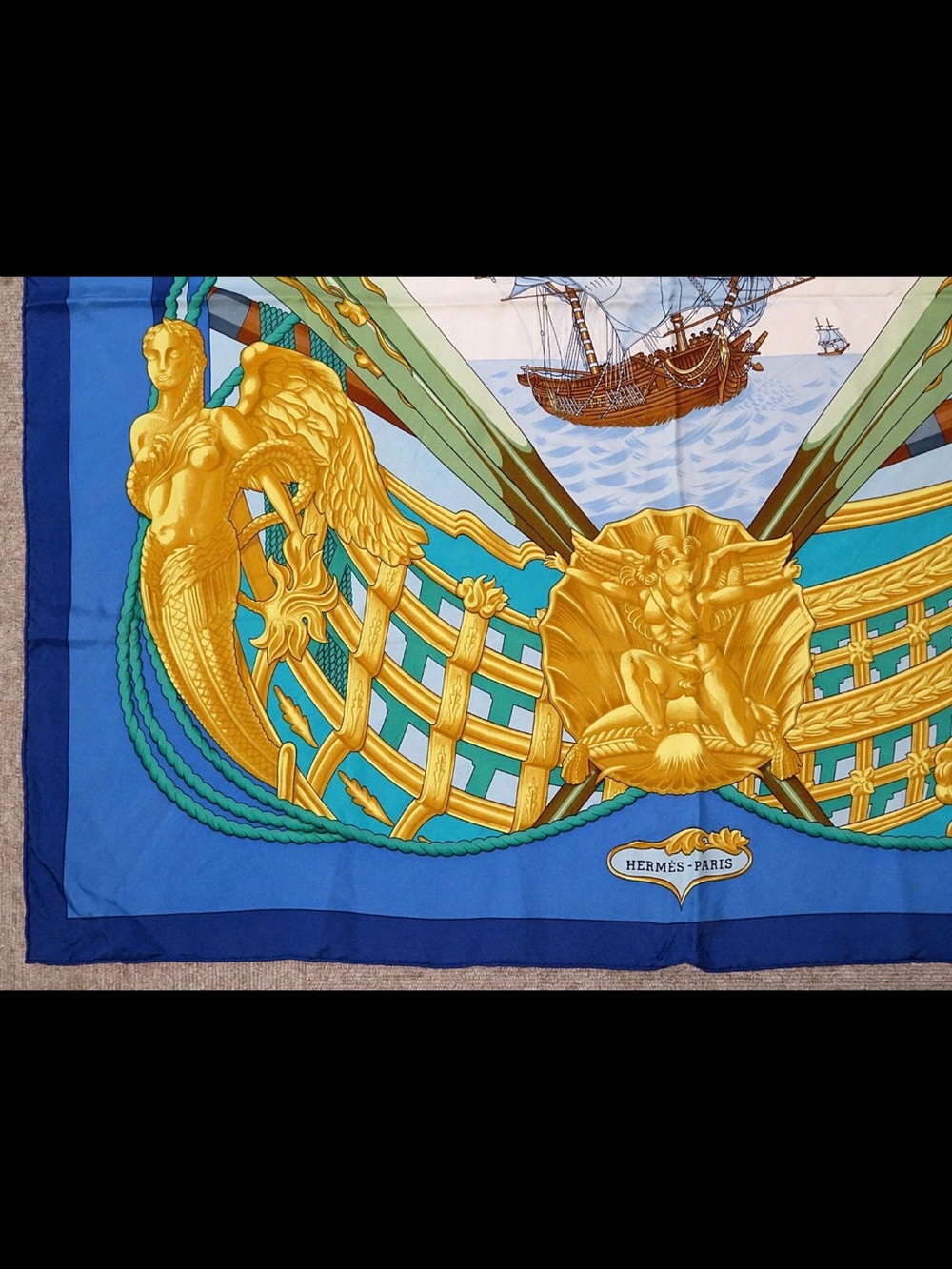 Hermes Blue White Gold Nautical Silk Scarf - Picture 5 of 12
